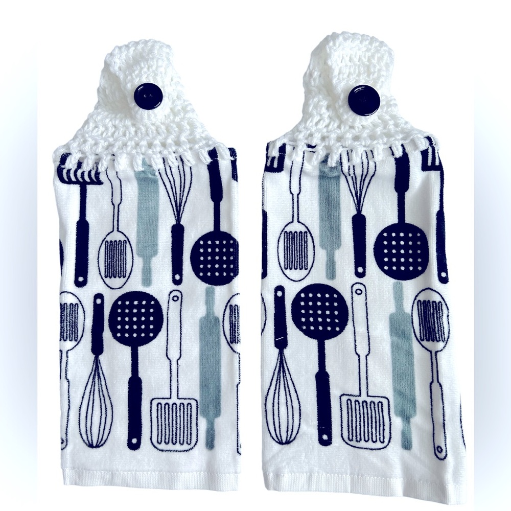 Relisted See New LISTING HAND CRAFTED Crocheted  Hanging Kitchen Hand Towels - Picture 1 of 7